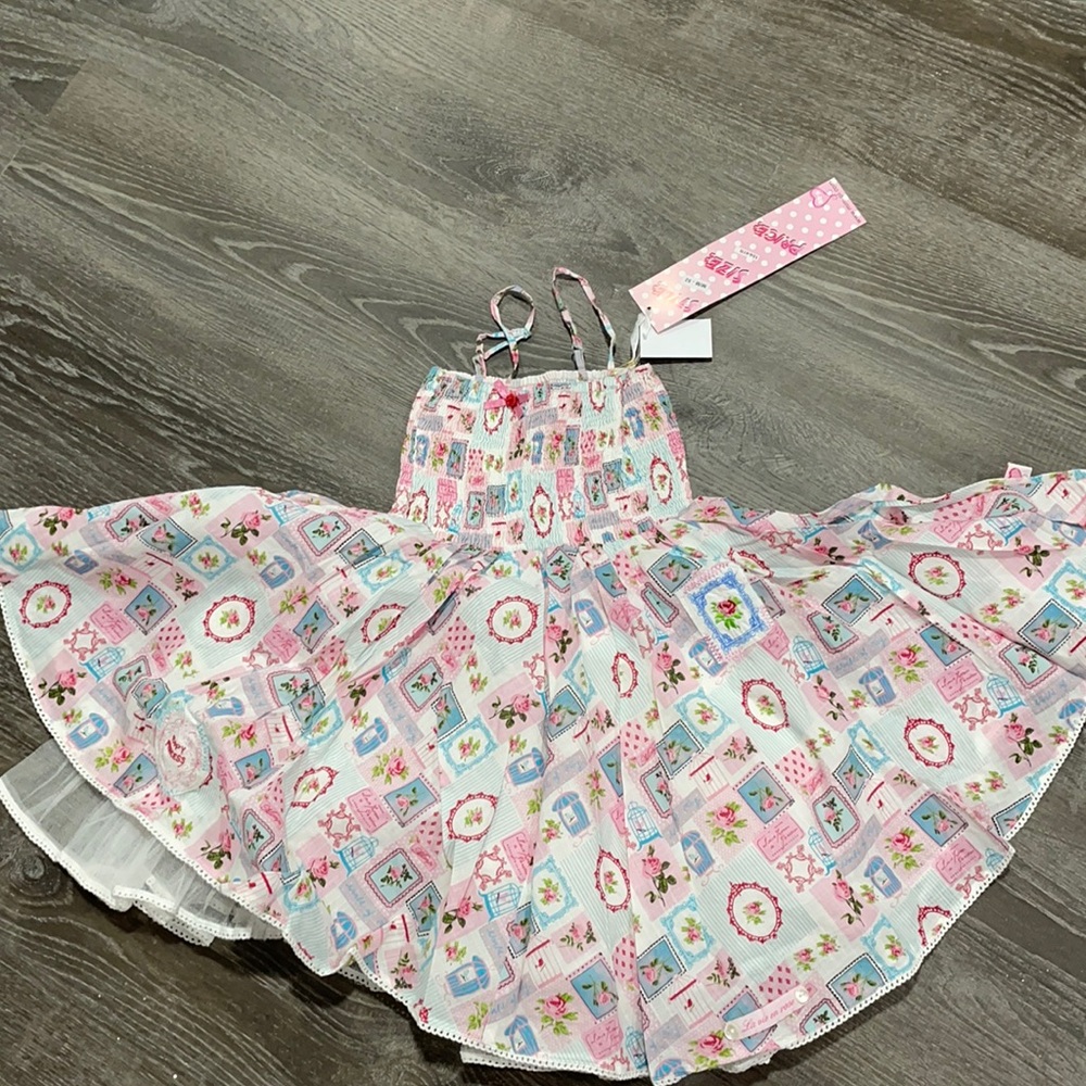 NWT Mim-Pi Girls Cotton Rose Dress Size 4